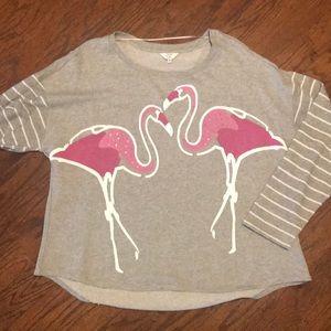 Crown & Ivy Grey and Pink Flamingo Sweatshirt - 3X